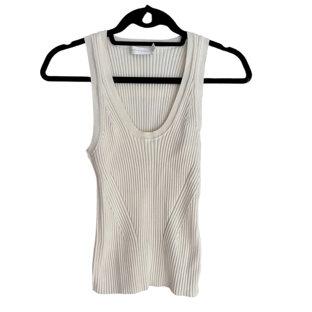 Jonathan Simkhai Cream Ribbed Tank Midi Set - Picture 2 of 8
